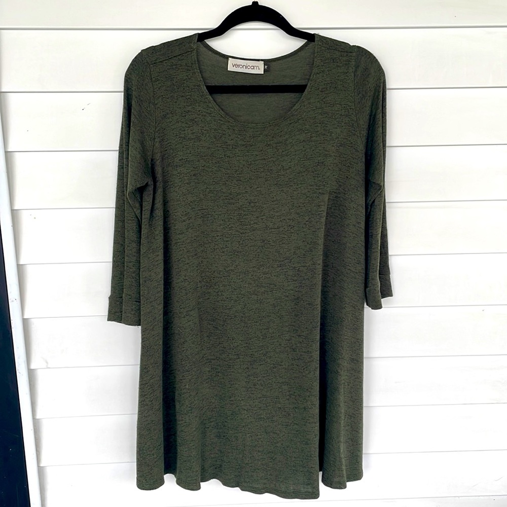 Adorable Veronica M half sleeve Mini Dress in Forest Green
